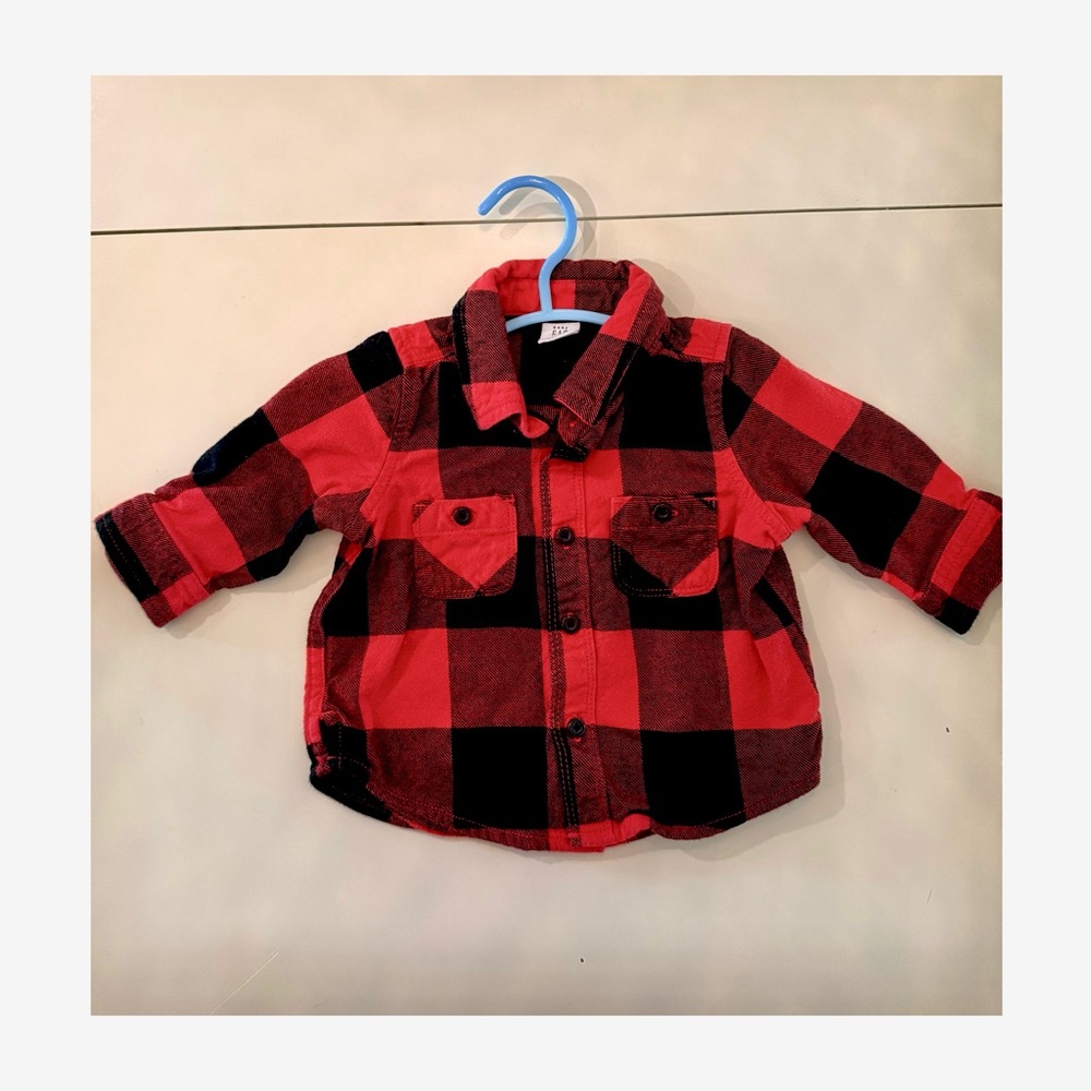 BABY GAP Buffalo Plaid Red Button Down Shirt
